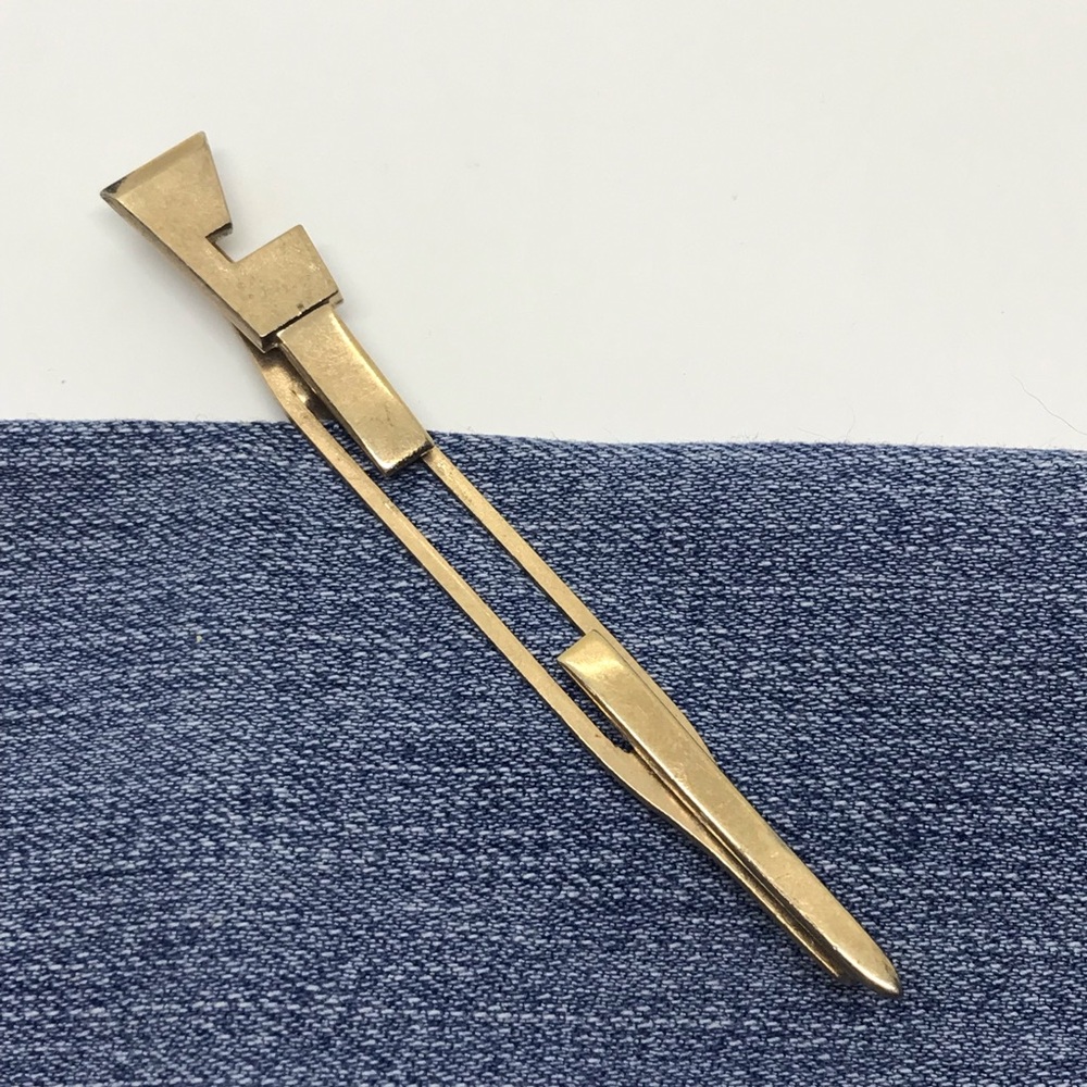 Swank Tie Clip Bar Initial J Letter Art Deco Monogram Gold Vintage Mens Jewelry